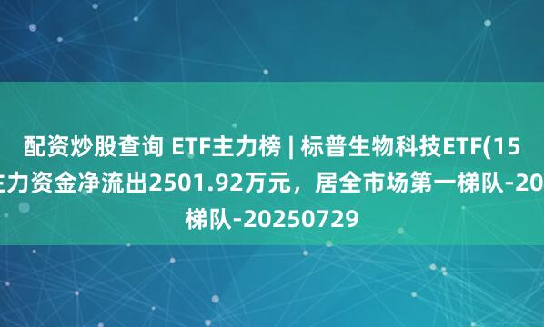 配资炒股查询 ETF主力榜 | 标普生物科技ETF(159502)主力资金净流出2501.92万元，居全市场第一梯队-20250729